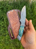 Ensemble de couteaux de chasse Damas de haute qualité avec couvercle, option de mélange, bricolage, personnalisable OEM, prêt à l'emploi