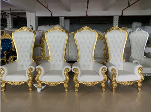 Chaise Trône de Luxe en Cuir PU Blanc et Doré, Style Européen, Dossier Haut et Solide, Mobilier d'Hôtel pour Usage Intérieur - Product Image 6
