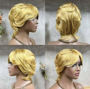 Peluca corta afro rizada/Peluca corta de duendecillo Tendencia caliente Frontal de encaje de color personalizado/Cierre de alta calidad - Product Image 2