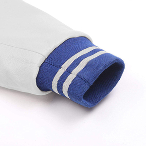 OEM High Quality Men's Varsity Bomber <b>Jacket</b> Blue Baseball Fleece <b>Canvas</b> Coat Stand Patchwork CollegeBaseballjacket for men - Product Image 5