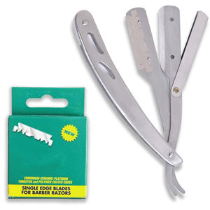 Kit de rasoir professionnel Sliver à bord droit-Comprend 100 lames simples-Rasoir de barbier en acier inoxydable-Lame jetable - Product Image 1