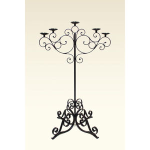 Candélabre à 5 bras en métal, revêtement en poudre de couleur noire de taille longue, décor de sol en fer, support de chandelier de designer de table - Product Image 1