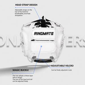 อุปกรณ์ป้องกันศีรษะสำหรับชกมวย RINGMATE Deluxe Cross Bar รุ่น Face Saver |   หมวกนิรภัยสำหรับฝึกอบรมมืออาชีพ PU เป็นมิตรกับสิ่งแวดล้อม โรงงานผลิตโดยตรง รับผลิตแบบ OEM ODM - Product Image 4
