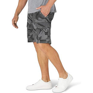 2024 Men's Summer <b>Cargo</b> <b>Shorts</b> with <b>Elastic</b> <b>Waist</b> Custom Logo Loose Fit for Casual Outdoor Sports Solid Pattern - Product Image 1