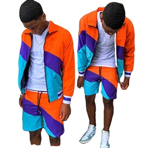 Top Notch jacket and short <b>set</b> zip up wind breaker jacket hoodie cargo running sports two piece biker pants short <b>set</b> men - Product Image 1