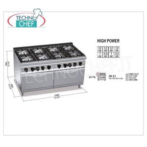Cuisinière à gaz 8 brûleurs avec 2 fours à gaz GN 2/1 - Product Image 2