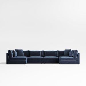 Canapé sectionnel Chesterfield en velours Monterey Light Luxury, 4 pièces, en forme de U, extensible, pour salons - Product Image 1