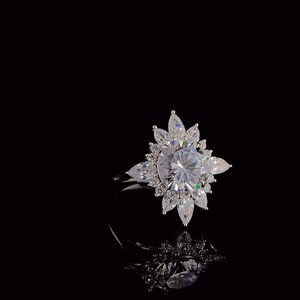 Fabriqué à la main moderne Floral Starburst Moissanite diamant femmes bagues de mode pour les mariages fêtes mariée porter multi-forme - Product Image 5