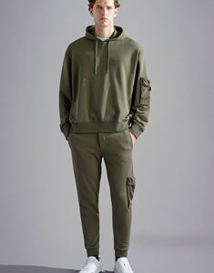 Survêtements 100% coton de qualité supérieure pour hommes, ensembles personnalisés avec capuche respirante écologique et poche pour les bras pour l'hiver - Product Image 1