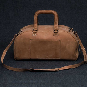 Sac de voyage en cuir véritable fait à la main grande capacité sac de sport de week-end avec fermeture à glissière bagages en cuir de qualité supérieure pour les vacances - Product Image 2