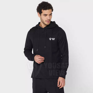 Pull-over à capuche en molleton de coton personnalisé pour hommes et ensemble de shorts d'été décontractés grande taille style hiver uni - Product Image 3