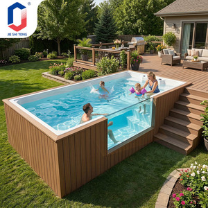 Customizable Above-Ground Fiberglass <b>Pool</b> with Waterfall & Leisure Seating, Rooftop Commercial & Hotel Use with <b>Pool</b> Pump <b>pool</b> - Product Image 4