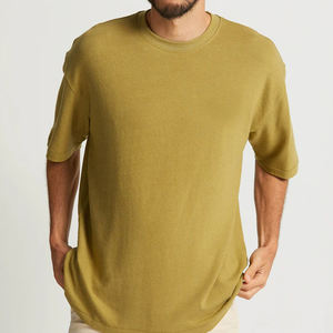 เสื้อยืดถักคุณภาพสูงแบบแห้งเร็ว สไตล์อังกฤษ ปี 2025 ใหม่ รับผลิตแบรนด์ของคุณเอง สีพื้นเรียบ ทรงหลวม ไซส์ใหญ่  แบบเปล่า ปรับแต่งได้ - Product Image 4