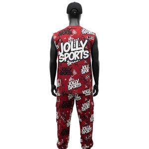 Conjunto de dos piezas sin mangas para hombre, tela deportiva de poliéster de 190 GSM, suave y transpirable, camiseta sin mangas con impresión de logotipo personalizado en rojo y para hombre - Product Image 2