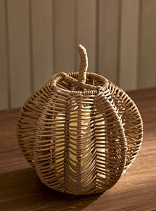 Decoración de Calabaza de Ratán Tejida a Mano Sisu, Centro de Mesa Otoñal de Fibra Natural, Adorno Rústico para Mesa de Otoño - Product Image 4
