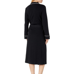 Peignoir de luxe noir à capuche unisexe, vêtement de nuit thermique doux avec logo personnalisé, conçu pour un usage domestique ou hôtelier, pour femmes, 100% soie, 2026 - Product Image 2