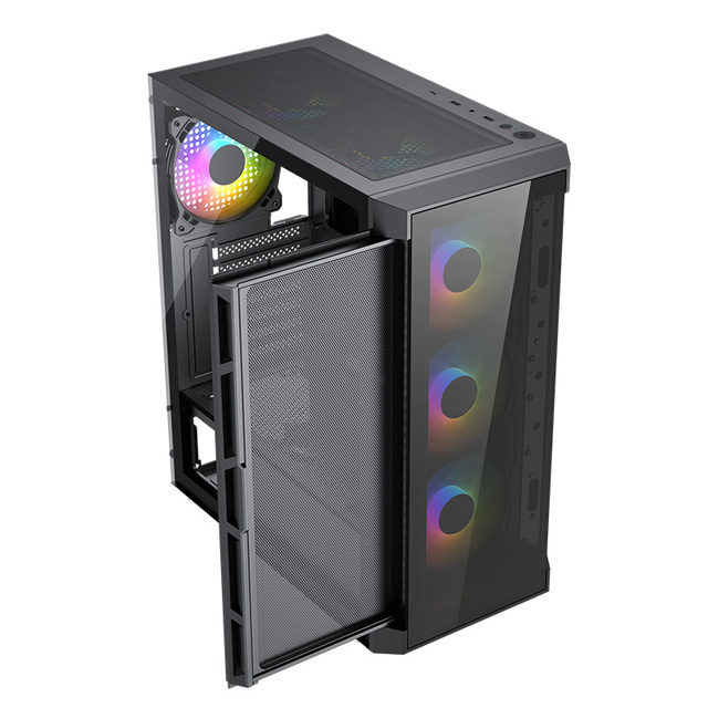 S-08L-08201 Hot Selling Top Brand Gaming Pc Case Tempered Glass Panel Full View Desktop Computer Case