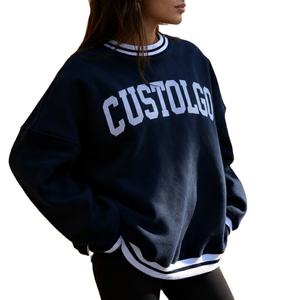 Sudadera de Cuello Alto Holgada de Felpa de Poliéster/Algodón Ecológica Personalizada para Mujer con Serigrafía y Bordado - Product Image 1