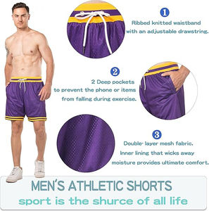 Haute qualité personnalisé 150G maille Shorts hommes vierge basket-ball Double couche Shorts de plage été noir maille Shorts - Product Image 4