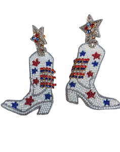 ต่างหูแฟชั่นปักลายลูกปัดลายวัว - สีเงิน จากอินเดีย ต่างหูทำมือสำหรับผู้หญิง - Product Image 3