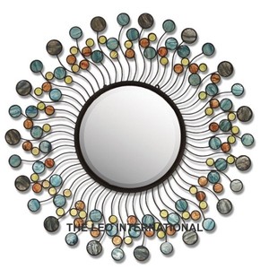 Espejo de Pared Redondo de Metal con Diseño de Hojas, Moderno, Plateado, Estilo Elegante, Decoración de Pared de Lujo para el Hogar, Duradero - Product Image 6