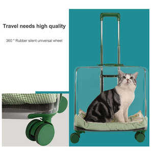 50cm geniş ve büyük kapasiteli dilsiz tekerlekler şeffaf kedi köpek arabası tekerlekler kedi yavru bagaj kutuları Pet bavul taşıyıcı - Product Image 6