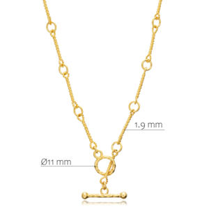T Lock diseño 22K chapado en oro único al por mayor turco hecho a mano 925 collar de cadena de plata esterlina para dama joyería fina - Product Image 2