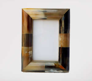 Luxury Natural Horn Inlay <b>Photo</b> <b>Frame</b> Genuine Multi Tone Rectangular Patchwork Design Desktop Display Elegant Organic Home - Product Image 1