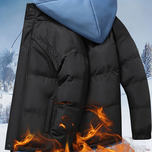 Veste matelassée chaude pour homme, veste d'hiver décontractée à fermeture éclair et capuche pour les activités de plein air, veste matelassée de qualité supérieure personnalisable - Product Image 3