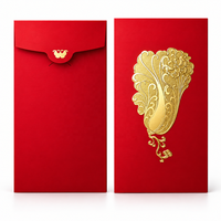 Enveloppe Rouge Personnalisée pour Argent, Emballage Cadeau en Papier Gaufré à Chaud Doré, pour le Nouvel An Chinois, Mariages, Festivals, OEM ODM