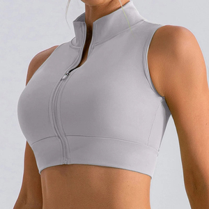 Venta al por mayor Mujer Cremallera Correr Fitness Yoga Sujetador Mujeres Sin Mangas Deportes Tank Top Mujeres Entrenamiento Transpirable Ropa de Entrenamiento - Product Image 3