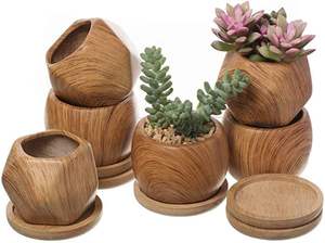 Macetas pequeñas de madera únicas-Acentos de jardín a granel VIET FARGIMEX - Product Image 4