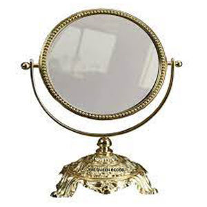 Professional <b>Makeup</b> Magnifying High Quality Stainless Steel Metal Oval Shape Golden Finished <b>Table</b> Mirror - Product Image 5