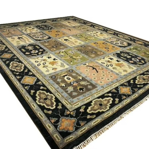 Tapis persan Oushak hautement brodé fait à la main 8x10 tapis de salon laine coton paillasson avec motif abstrait tapis 10x14 - Product Image 1