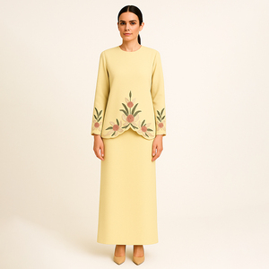 ZAHIRA KURUNG modesto tradicional musulmán de dos piezas Baju Kurung hecho a mano modestia ropa para Bodas de talla grande poliéster - Product Image 6