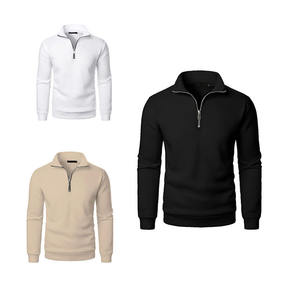 Sweat-shirt 100% coton le plus demandé automne hiver pull à demi fermeture éclair avec design doublé personnalisé sérigraphié à bas prix - Product Image 1