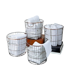 Cesta de almacenamiento de alambre de metal de hierro ligero de almacenamiento de alambre fuerte de la mejor calidad para el hogar pulido dorado - Product Image 4