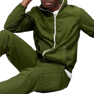 Logotipo personalizado de los hombres 2025 Streetwear de alta calidad 100% Nylon Stand Collar cierre de cremallera ligero cortavientos conjunto estilo Casual - Product Image 3