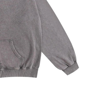 Concevez votre propre logo, sweat à capuche pour homme avec broderie et fermeture éclair, lavage à l'acide, vintage, en molleton français, délavé au soleil, sweat à capuche pour homme - Product Image 6