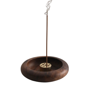 Porte-encens rond en bois naturel, best-seller, avec récupérateur de cendres, pour la maison, les hôtels, décoration - Product Image 1