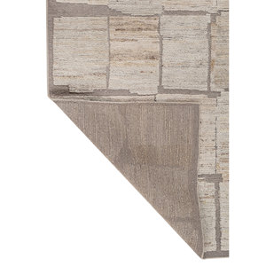 Alfombra de Lana Anudada a Mano Aprezo Beige Marrón Re-1612, Diseño Rectangular de Patchwork para Sala de Estar, Pasillo, Entrada - para Adolescentes - Product Image 5