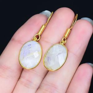 925 Plata estampada perfecto regalo de boda colgante de mujer 925 plata esterlina sólida hecha a mano piedras preciosas piedra lunar Spinner pendientes - Product Image 3