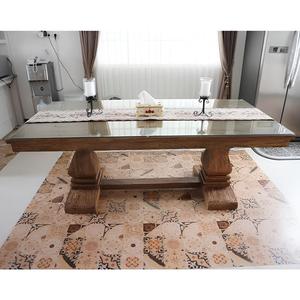 Juego de Comedor Francés Europeo Antiguo con Sillas Tapizadas y Estructura de Madera Sólida para Hogar, Hotel o Área de Comedor - Product Image 4