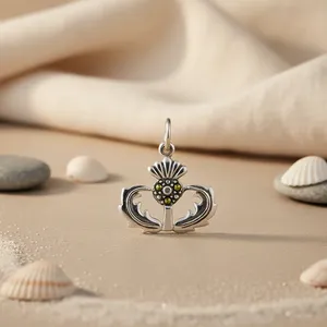 925 Sterling Silver Thistle Pendant Religious Style Scottish Jewelry Rhodium Plated Rose Gold Finish Platinum Charm Pendants - Product Image 3