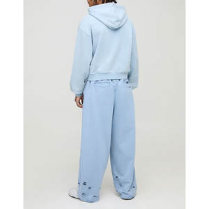 Sudaderas con capucha personalizadas Cremallera doble Sudadera con capucha de algodón pesado Sudadera con capucha transpirable de alta calidad - Product Image 2