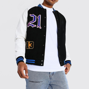 Vestes pour hommes Veste pour hommes Varsity Baseball personnalisée Veste noir blanc Letterman College Style Streetwear Laine Cuir Manches - Product Image 1