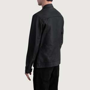 Blouson de motard réversible Zen pour homme en cuir PU noir mat, avec fermeture éclair, broderies décoratives, doublure matelassée imperméable et boutons-pression - Product Image 6