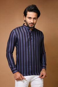 ลำลองผ้าฝ้ายพิมพ์ลายสำหรับผู้ชาย,ไซส์สั้นสบายพร้อมกางเกงยีนส์ - Product Image 5