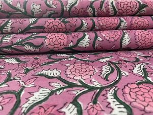 Vestido de tela de algodón 100% hecho a mano, hermoso estampado Floral, bata de verano para mujer, para estampado de bloques a mano - Product Image 3