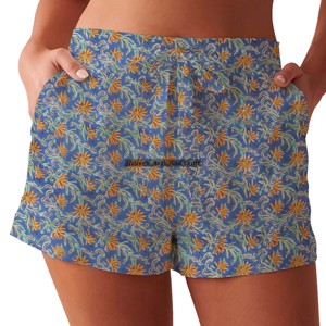 Shorts d'été pour femmes faits à la main, imprimé Bagru, coton, imprimé en bloc, shorts de plage, shorts d'été imprimés en bloc, vêtements de détente pour femmes - Product Image 2